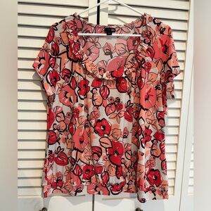 East 5th Floral Ruffle Blouse - Red and Pink